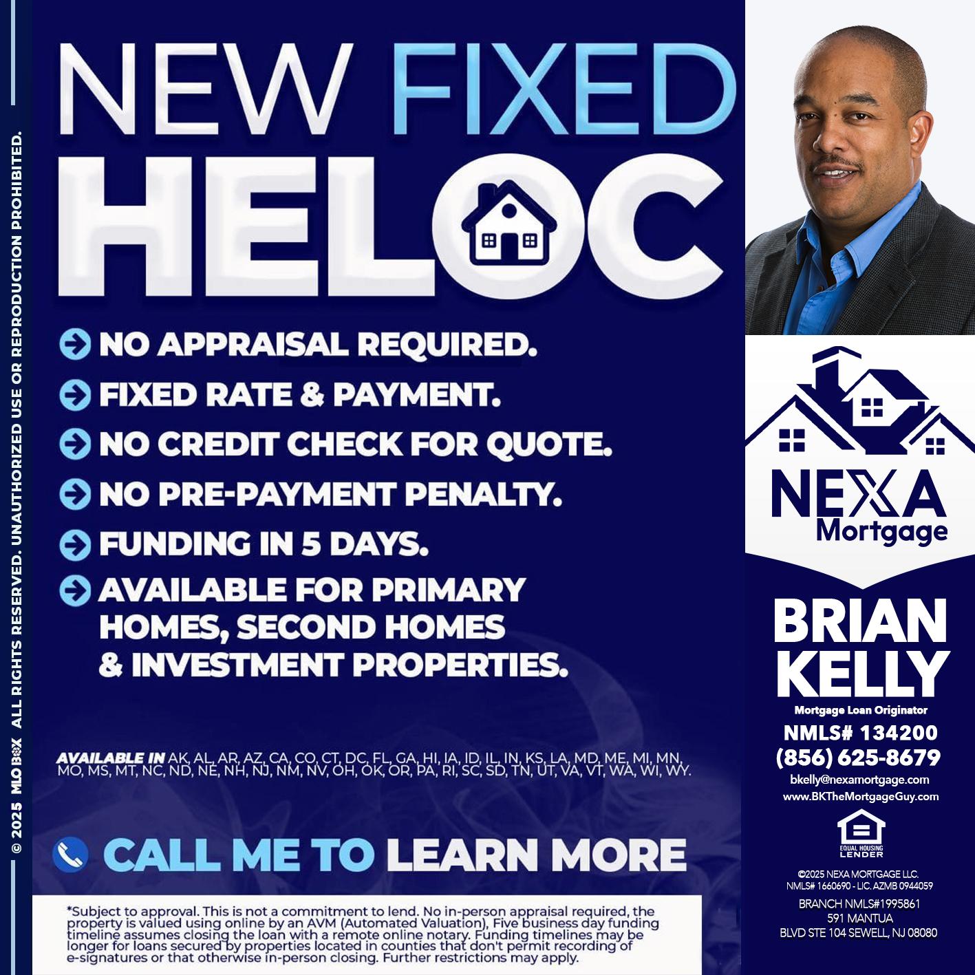 NEW FIXED HELOC - Brian S. Kelly -Loan Officer