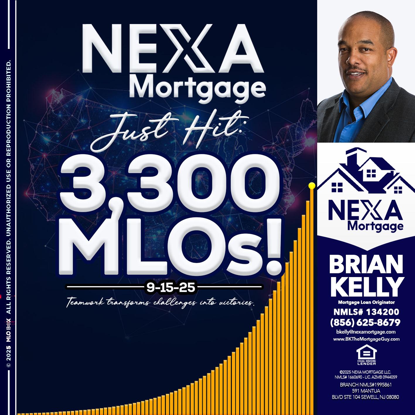 NEXA JUST HIT 3300 MLOS - Brian S. Kelly -Loan Officer
