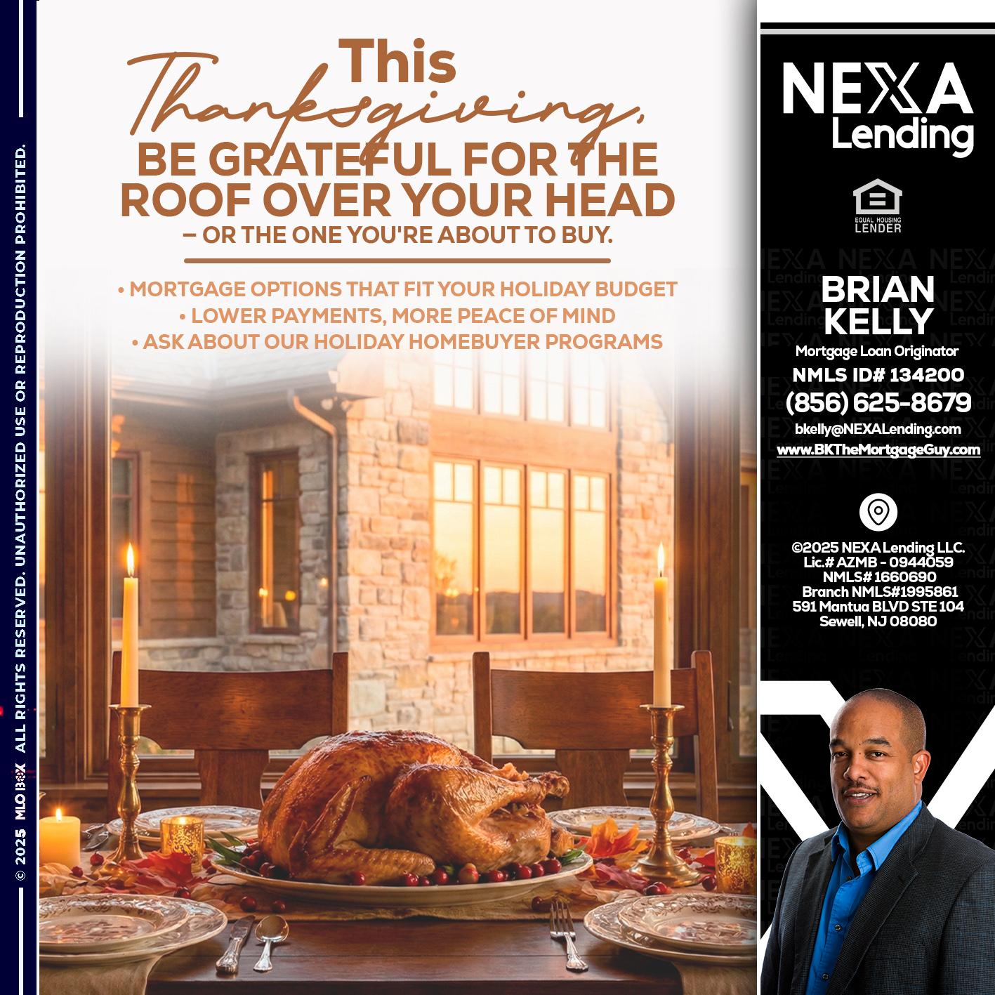 THIS THANKSGIVING - Brian S. Kelly -Loan Officer