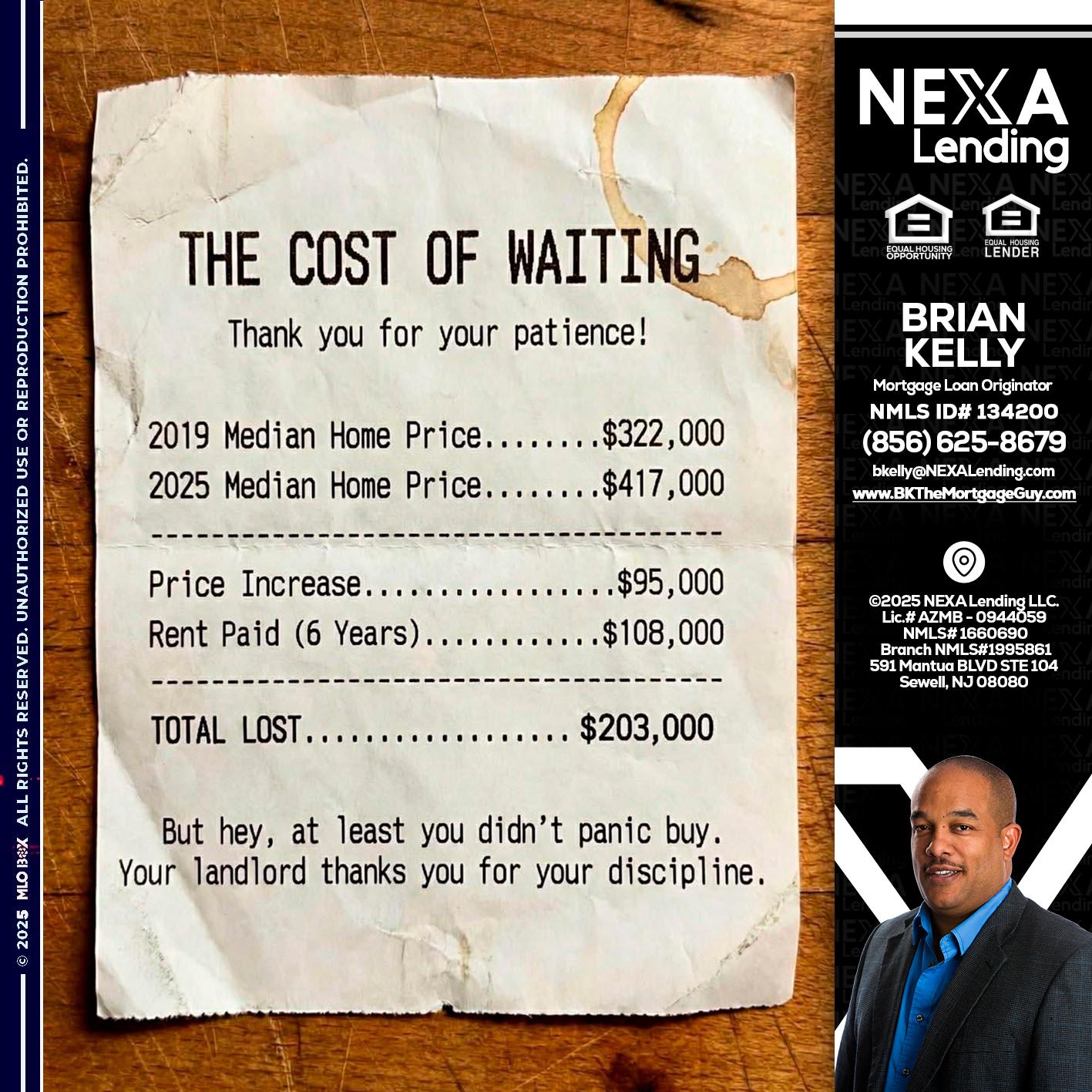 THE COST OF WAITING - Brian S. Kelly -Loan Officer