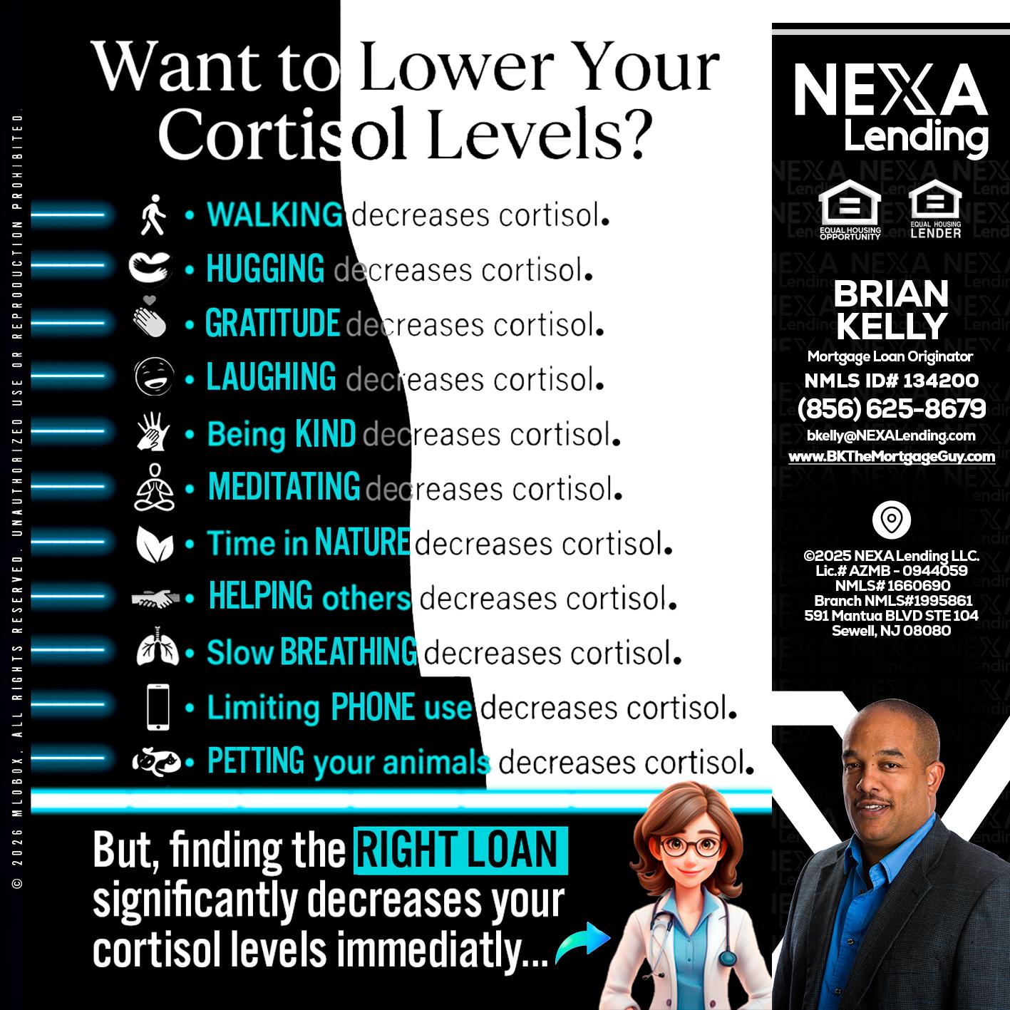 Want to lower Your Cortisol Levels? - Brian S. Kelly -Loan Officer