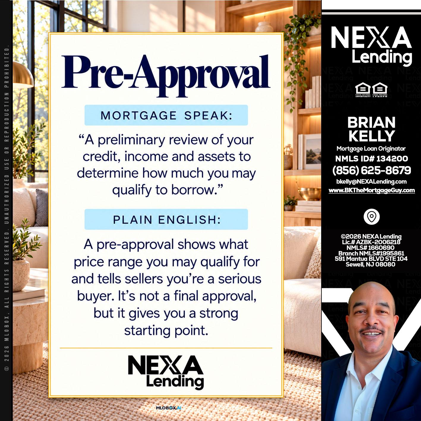 PREAPROVAL - Brian S. Kelly -Loan Officer